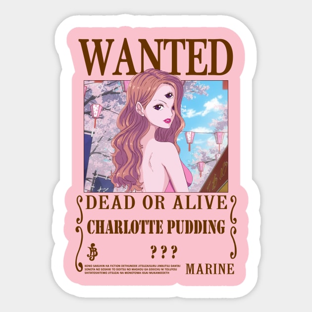 Charlotte Pudding One Piece Wanted Sticker by Teedream